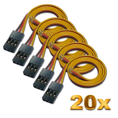 20 Stück Servokabel 30cm 300mm Servo Kabel Stecker JR Futaba Robbe Hitec 26AWG - Bild 1 von 4