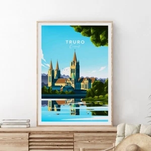 Cornwall, Truro Traditional Travel poster Choose your Size - Picture 1 of 2