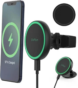 Magnetic Wireless Car Charger Mount Compatible with Magsafe iPhone 15/ Gray - Picture 1 of 10