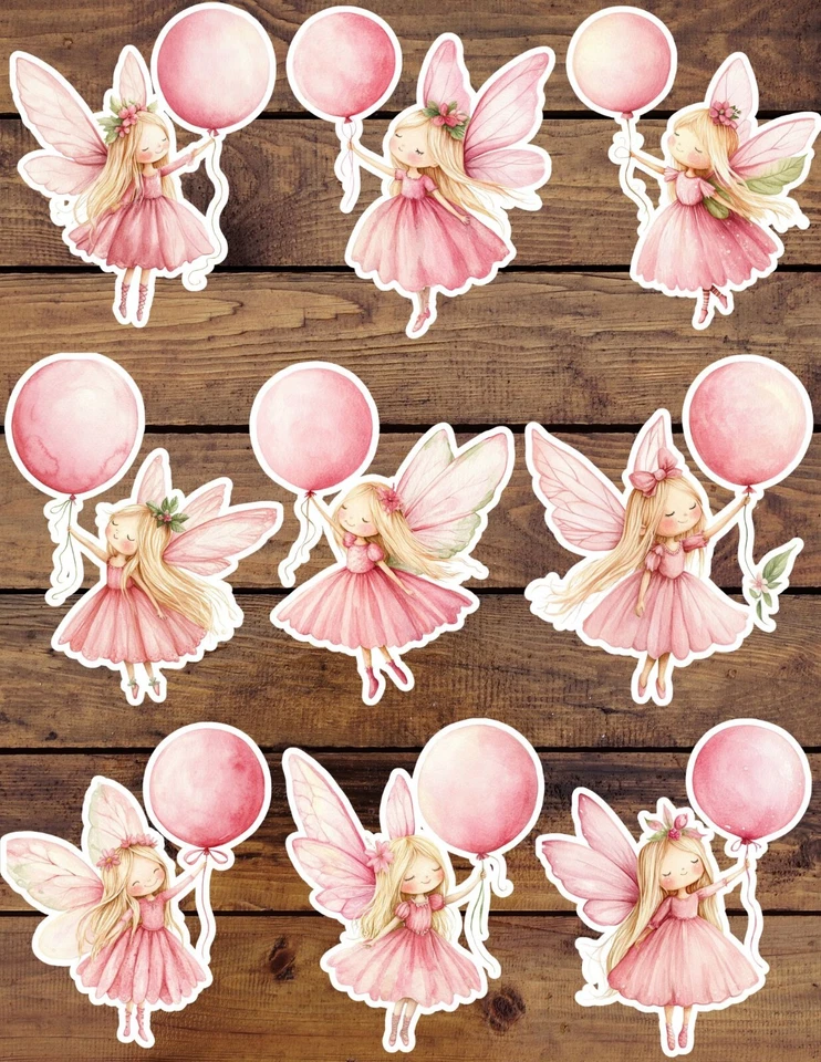 Juego de pegatinas de vinilo rosa hadas y globos álbum de recortes portátil botella de agua Foto 1 de 1