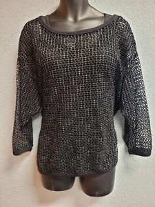 European Club Metallic Black Netted Diamond Design Top Plus Size 18 #314 - Picture 1 of 6
