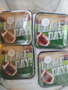 Football Paper Plates 9" X 9" 18 Per Pack ***4 PACKS 72 PLATES!*** - Picture 1 of 3
