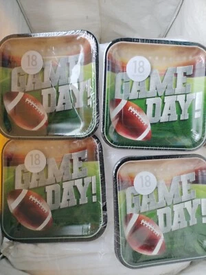 Football Paper Plates 9" X 9" 18 Per Pack ***4 PACKS 72 PLATES!*** - Image 1 of 3