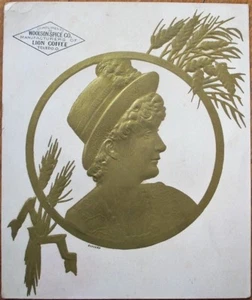 Lion Coffee, Woolson Spice Co. 1890 Victorian Embossed Trade Card - Toledo, OH - Imagen 1 de 1