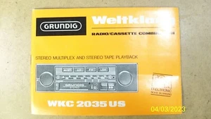 Grundig Operating Instructions Manual WKC 2035 US Radio/Cassette VW Audi - Picture 1 of 4