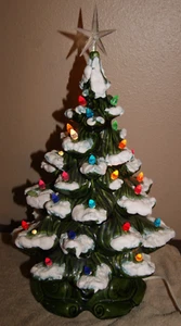 Vintage 17" beleuchteter ATLANTIC MOLD Keramik Weihnachtsbaum mit Schnörkelsockel SCHÖN!! - Bild 1 von 13