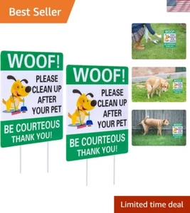 12"X8" Modern Double-Sided Dog Waste Signs - Humorous Clean-Up Yard Signs - Picture 1 of 8