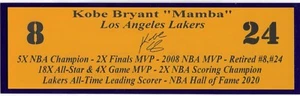 Kobe Bryant Mamba YELLOW Autograph Nameplate Los Angeles Lakers Ball Jersey NEW - Picture 1 of 12