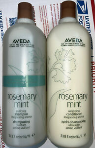 Aveda Rosemary Mint Purifying Shampoo and Weightless Conditioner 33.oz Duo Liter