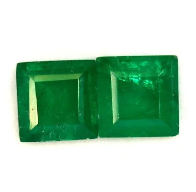 10x10 mm Emerald Color Doublet Square Cut Pair 9.10 Cts Faceted Loose Gemstones - Image 1 of 4