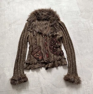 Gothic Japan Faux Fur Sweater Cardigan If Six Was Nine LGB Margiela Vibe - Picture 1 of 12