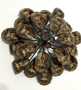 Decorative Metal Flower Wall Art Gold & Brown 11” x 11" - Picture 1 of 5