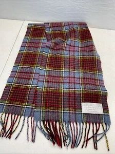 100% Lambswool Scarf Highland Home Scotland Blue/Red Tartan 71" x  10" - Picture 1 of 4