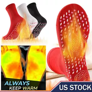 3 Pairs Self Heating Therapy Magnetic Tourmaline Socks Winter Warm Massage Socks - Picture 1 of 18