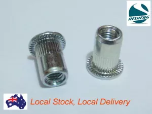 Qty 20 3/8" UNC Flange Nutserts Clear Zinc Steel Rivet Nut Rivnut Nutsert - Picture 1 of 3