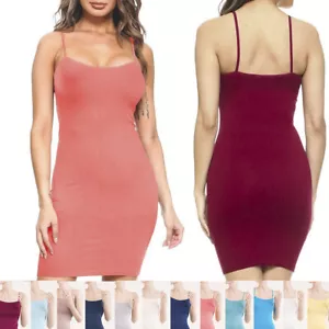 Damen CAMI MINIKLEID nahtlos bequem Kleid/Top Spaghettiträger One Size - Bild 1 von 22