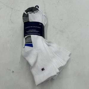 Tommy Hilfiger Calze Uomo Taglia Unica 7-12 Bianco Crew Confezione da 6 Bandiera Ricamata - Foto 1 di 5