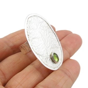 Peridot Birthstone Ring Sterling 925 Silver Mariaz Belen Designer Cocktail Ring - Picture 1 of 5