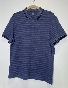 Alfani Herren Poloshirt blau meliert gestreift Größe L Stretch Baumwollmischung - Bild 1 von 9