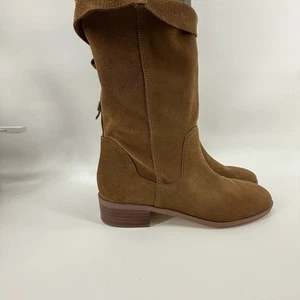 Sole Society Boots Womens 9M Calanth Tobacco Brown Cow Split Suede Mid Calf Boot - Picture 1 of 12