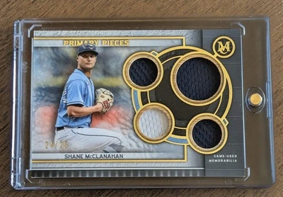 Shane McClanahan 2023 Topps Primary Pieces Quad Relic Gold /25 #SPPPQR-SM   - Image 1 of 3