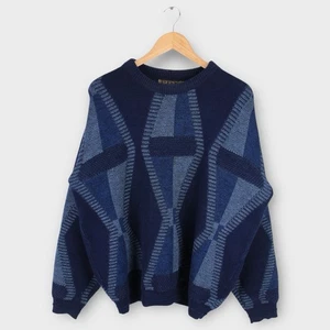 Vintage PDX by Jantzen Pullover XL Blau Geometrisch 90er Coogi Style Strickpullover - Bild 1 von 5