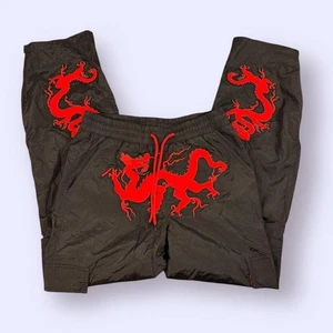 Nabee Black Red Embroidered Dragon Track Pants Mens Size 30 - Picture 1 of 8