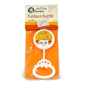 Vintage 1983 Gerber Baby Funface Rassel NOS 80er Baby Retro Spielzeug Nostalgie - Bild 1 von 5