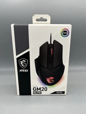 MSI Clutch GM20 ELITE S12-0400D00-C54 Black 6 Buttons 1 x Wheel USB 2.0 Wired Op - Image 1 of 4