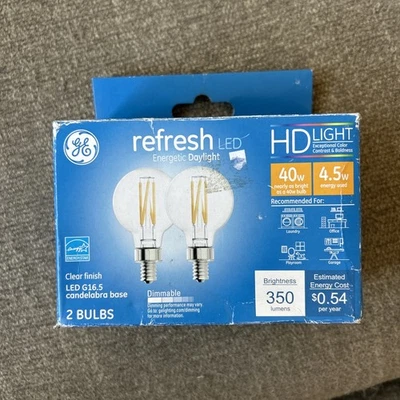 Refresh LED Light Bulbs, 40 Watt, Daylight, G16.5 Globe Bulbs, clear finish - Image 1 of 4