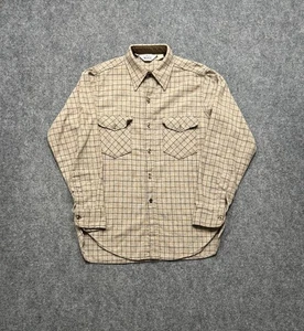 Vintage Woolrich Shirt Mens Large Brown Plaid Button Front Heavyweight Wool 90s - Picture 1 of 7