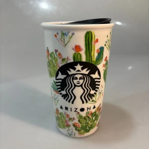Starbucks Arizona Multicolor Cactus Mermaid Ceramic Travel Mug Tumbler 12oz 2012 - Picture 1 of 8