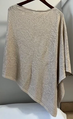 J Jill Mujer Capa Suéter Pullover Ligero Tejido Poncho Talla Única Beige/Tostado Foto 1 de 4