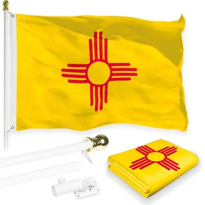 Kombi-Pack: 6 Fuß Verwicklungsfrei drehender Fahnenmast (weiß) New Mexico Flagge fast neuwertig - Bild 1 von 9