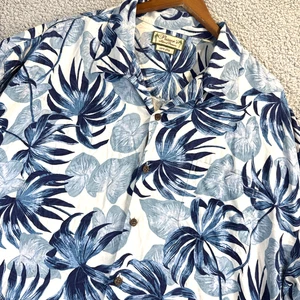Pusser's Island Reserve Mens Hawaiian Aloha Shirt Size XXL Blue 100% Silk Floral - Picture 1 of 9