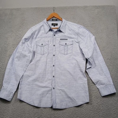 Eighty Eight Platinum Men's XXL White Blue Textured Western Button Shirt - Image 1 of 4
