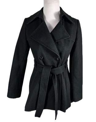 Abrigo Via Spiga Wms 2P Color Negro Lana Poli Cálido Elegante SH5 Foto 1 de 4