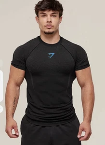 Gymshark Onyx 5.0 Seamless Kurzarm T-Shirt ~ schwarz/onyxgrau ~ XXL - Bild 1 von 1