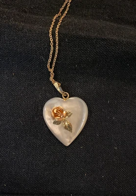 KREMENTZ  14K Necklace W/Genuine Mother of Pearl Heart & Black Hills Gold 17" - Image 1 of 4