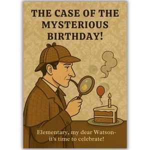 Sherlock Holmes Motto Geburtstagskarte für ihn ihren Freund Mann Frau Grundschule - Bild 1 von 8
