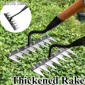 8 Zähne Garten Unkrautrechen Schwerlast Metall Gartenhacke Unkrautrechen Far - Bild 1 von 5
