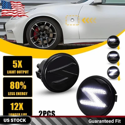 2X Luz de señalización lateral LED delantera blanca secuencial ahumada para Nissan 350Z 2003-2009 Foto 1 de 4