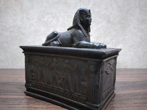 Egyptian Guardian Sphinx Decorative Rectangular Box in Basalt stone Finish 12cm - Bild 1 von 16