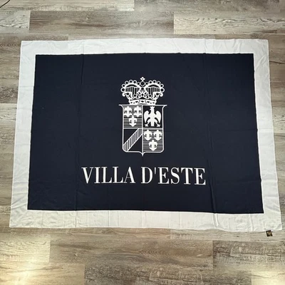 Villa d'Este Italian Crest Banner Cotton Wall Hanging Navy White 60x45 - Image 1 of 4
