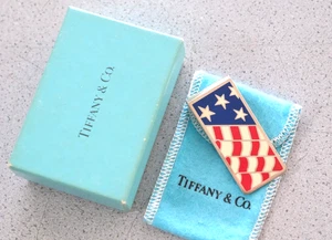 Tiffany Co STARS AND STRIPES Money Clip American Flag NICE WITH BOX FREE SHIPPIN - Picture 1 of 7