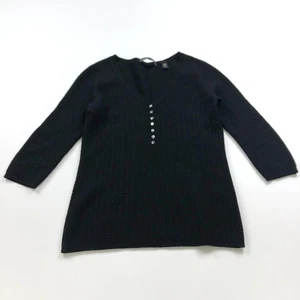 Lord & Taylor 100% Two Ply Cashmere MED V-Neck Pullover Sweater Black - Bild 1 von 12