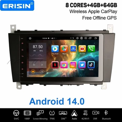 Android 14 Autoradio 4GB+64GB CarPlay GPS Mercedes BENZ C/G/CLC-Klasse W203 W463 - Bild 1 von 4