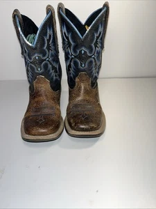 ARIAT Tombstone Westernstiefel Kinder 8,5 braun schwarz blau Schuhe weiche eckige Zehenpartie - Bild 1 von 12