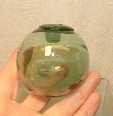 Bola de boya flotadora de pesca de vidrio japonesa de colección con marca en relieve Ukidama Bindama Foto 1 de 4