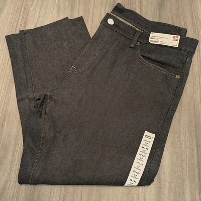 Jeans masculino Uniqlo Selvedge slim fit índigo lavagem escura tamanho 38 x 32 (38x26) - Imagem 1 de 4